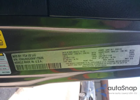 2022 Jeep Wrangler Unlimited Sport z USA, uszkodzony, nr VIN 1C4HJXDGXNW175635